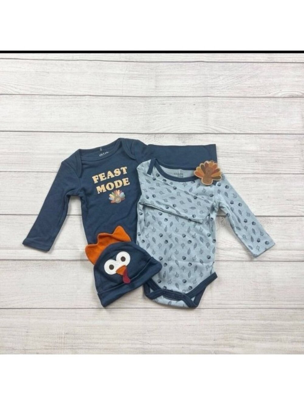 Chick Pea Baby Thanksgiving Bodysuit Set Feast Mode Long Sleeve NWT 3-6 Months